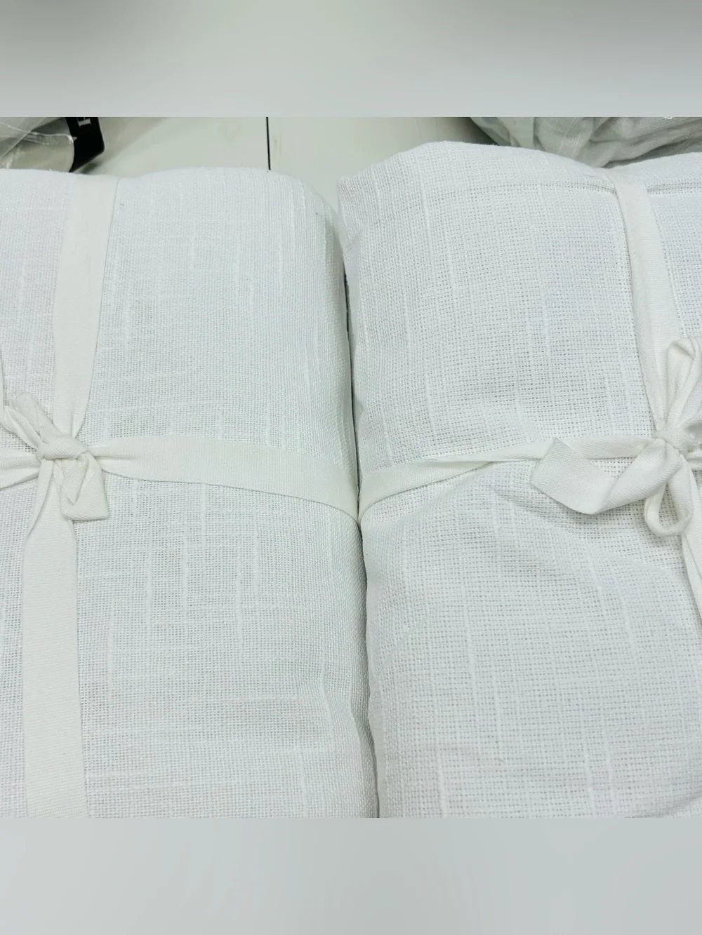 QUINCE Set Of 2 48x84 Cotton Slub Room Darkening Curtains White 9726